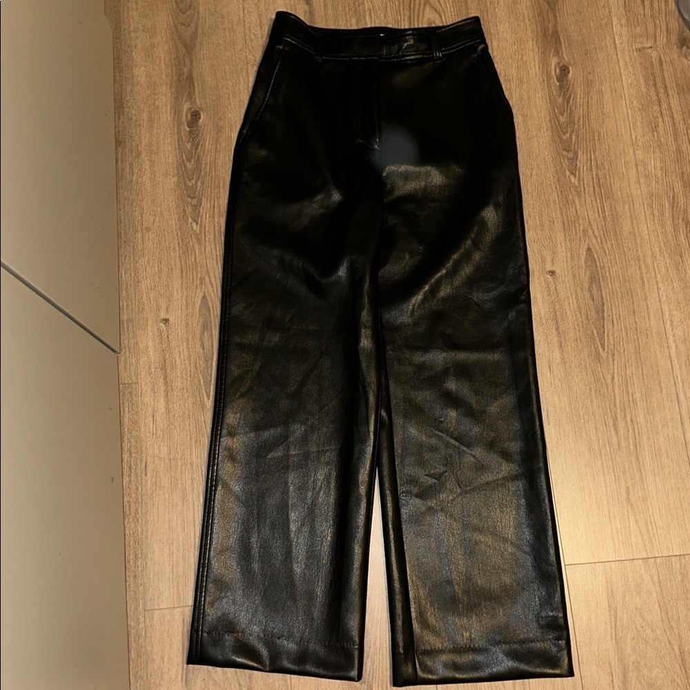 Aritzia Babaton Black Vegan Leather Pants - Size 2 - Picture 2 of 6
